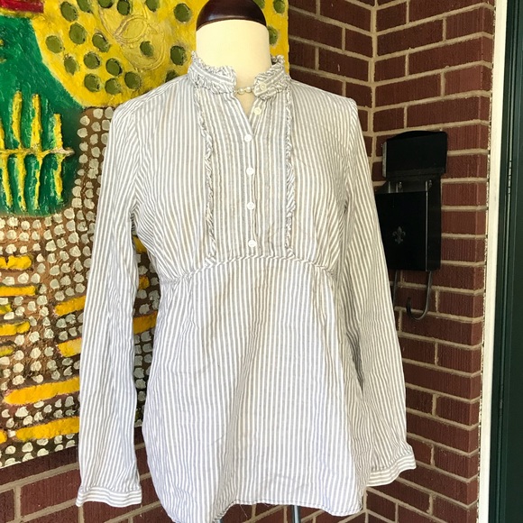 J. Crew Stripe Popover Longsleeve Top - Picture 1 of 7